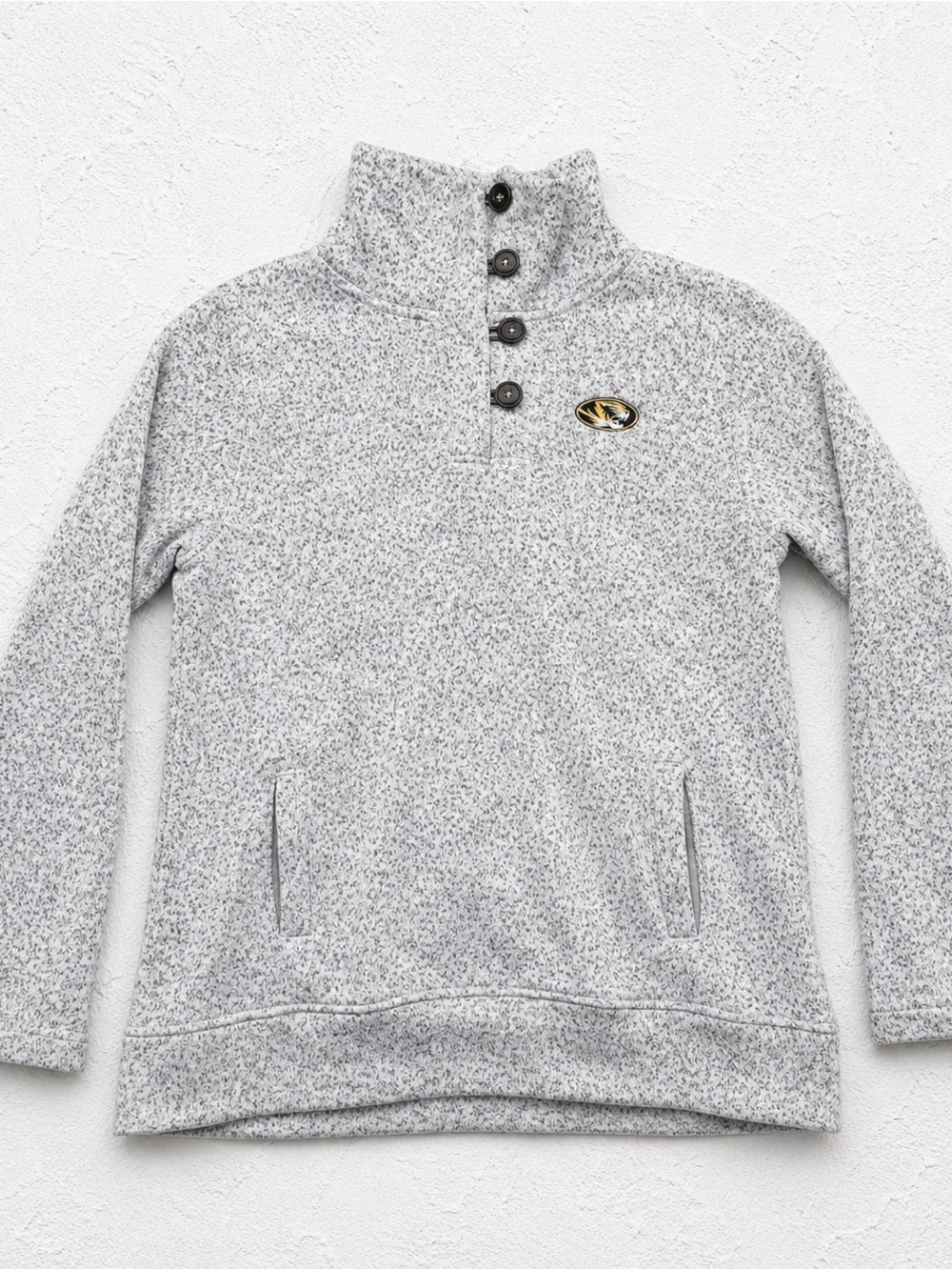 Missouri Tigers Champion Elite NCAA Pullover Gray‎ Mock Neck Sweatshirt Mens
